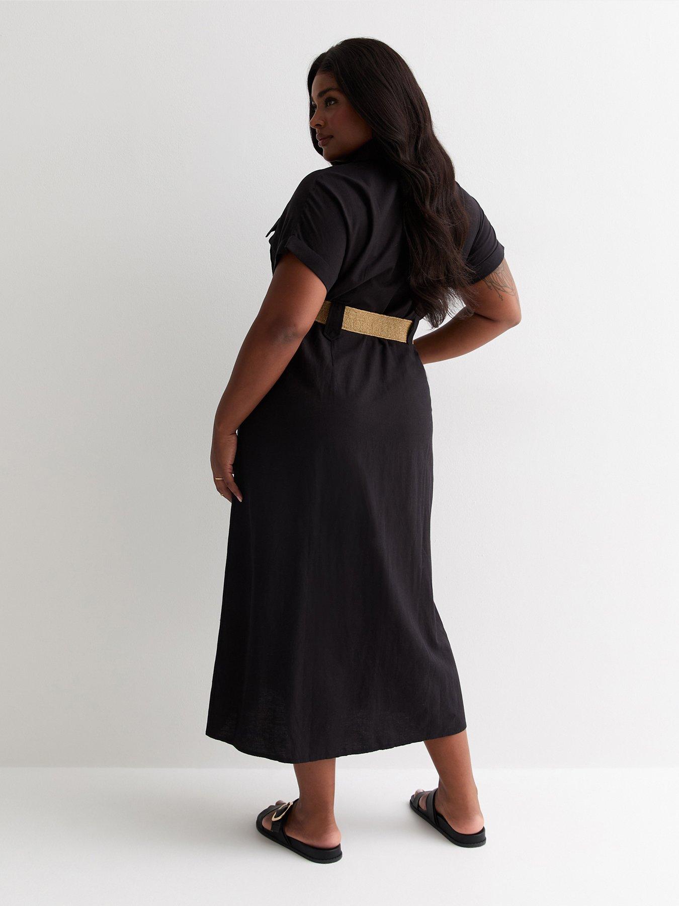 new-look-curves-utility-shirt-midi-dress-blackstillFront