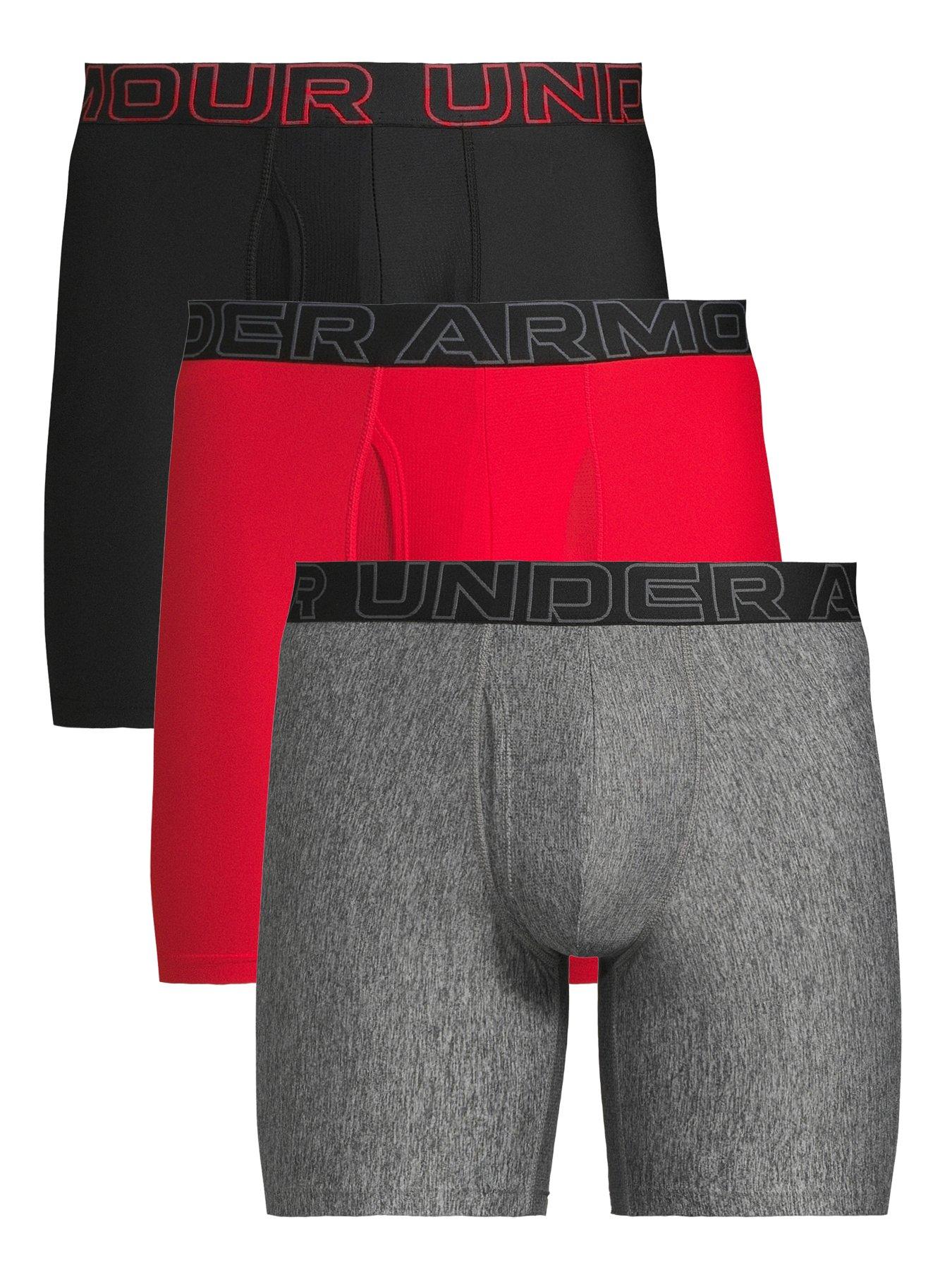 UNDER ARMOUR Performace Tech 6inch 3pack Boxers - Grey/black/red