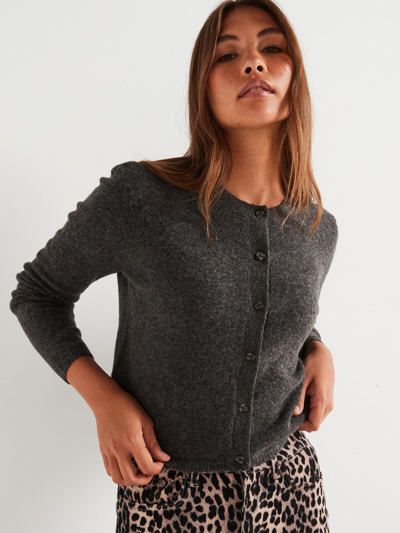 jdy-round-neck-button-cardigan-grey