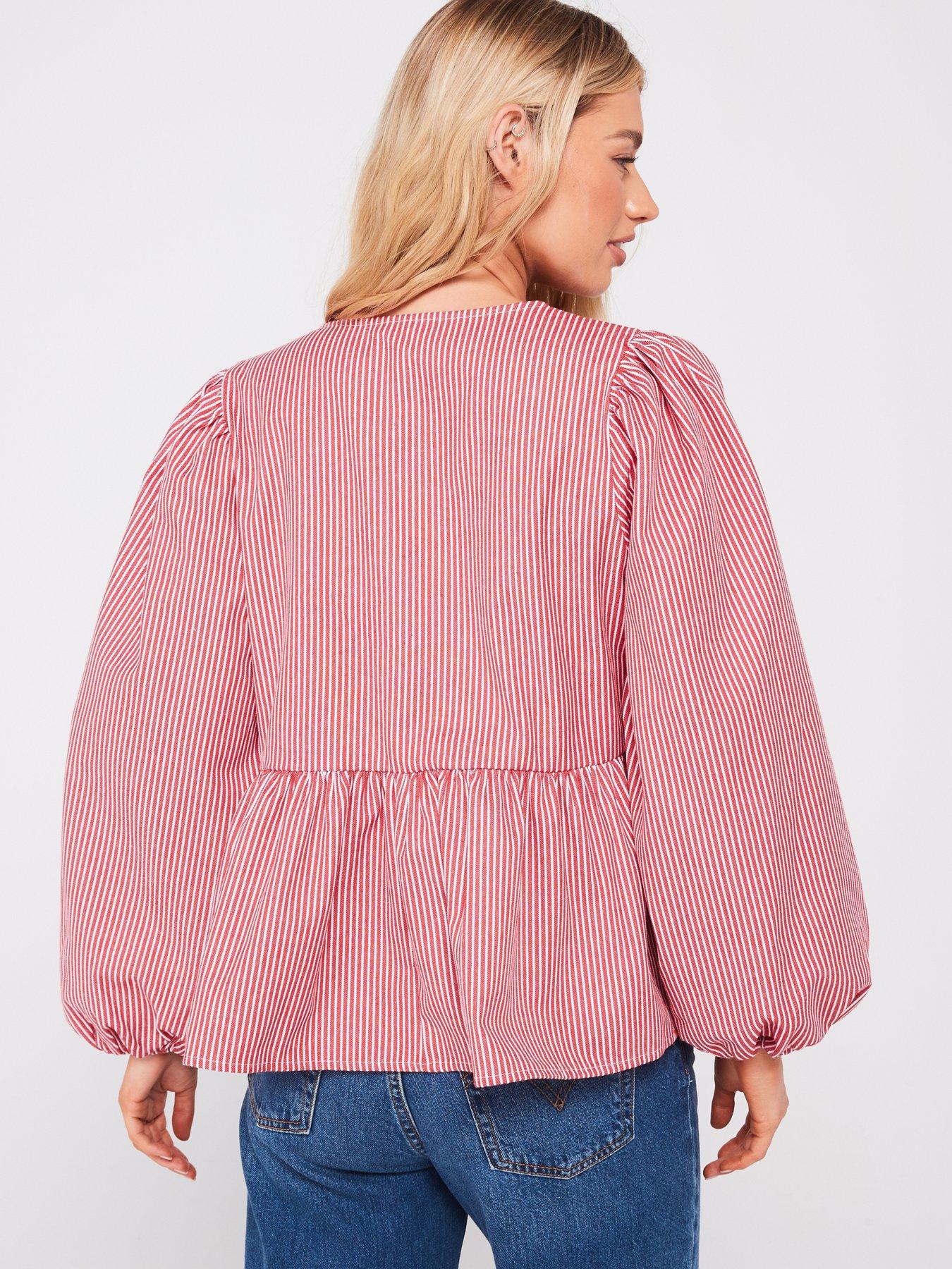 pieces-jayla-long-sleeve-tie-top-redstillFront