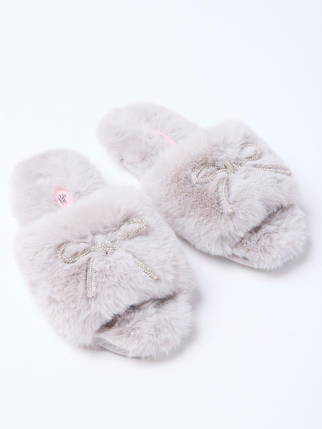 boux-avenue-bow-embellished-slider-slipper-greystillFront