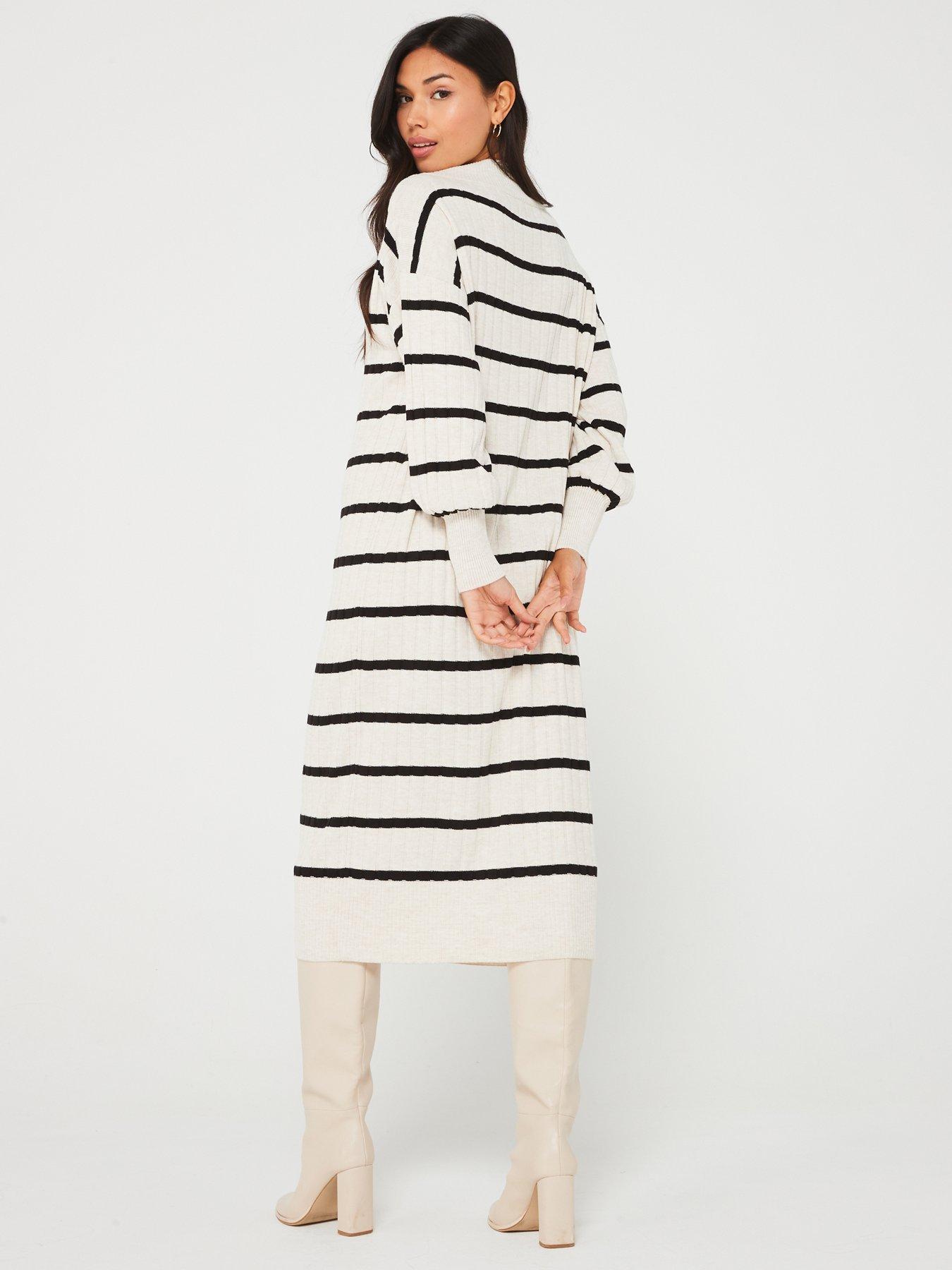 only-v-neck-striped-knitted-midi-dress-multistillFront