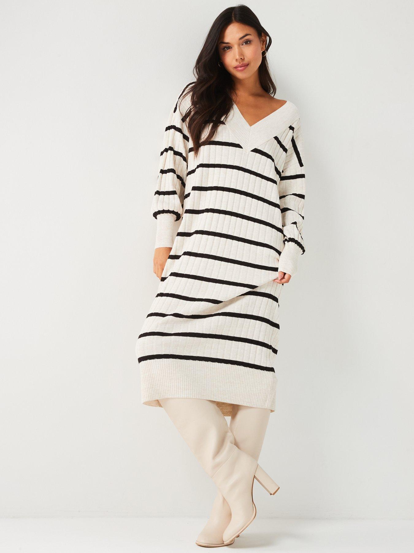 only-v-neck-striped-knitted-midi-dress-multiback