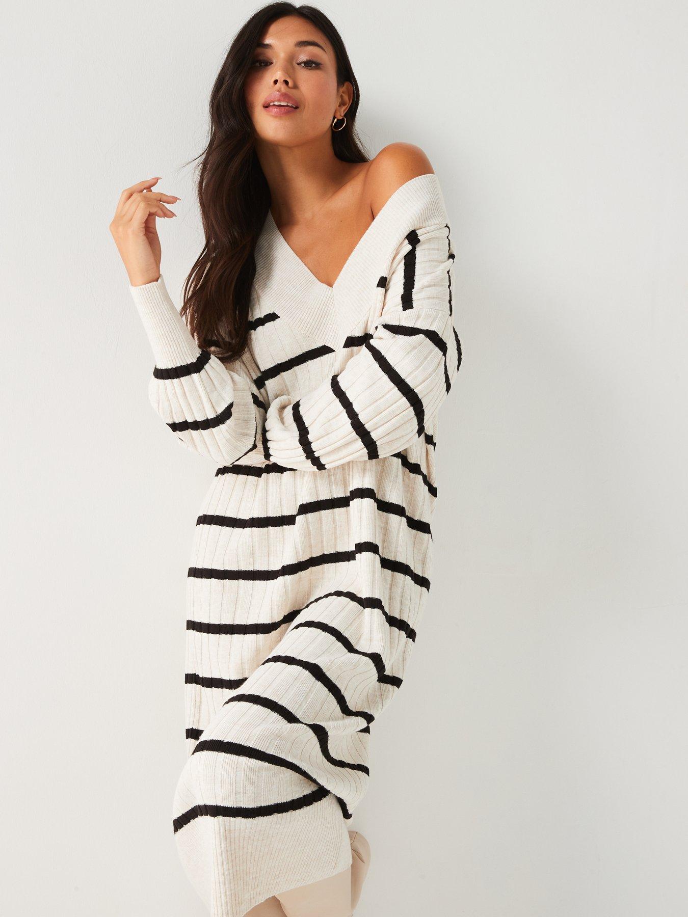 only-v-neck-striped-knitted-midi-dress-multidetail