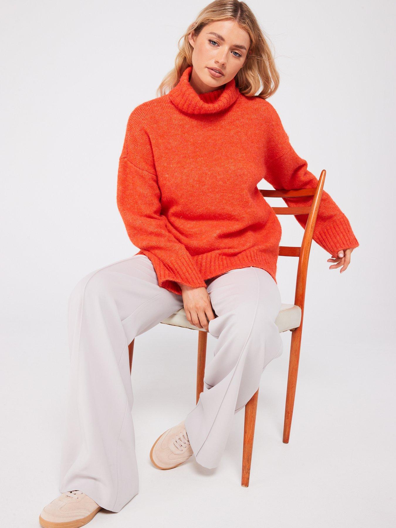 pieces-roll-neck-knitted-jumper-orangeoutfit