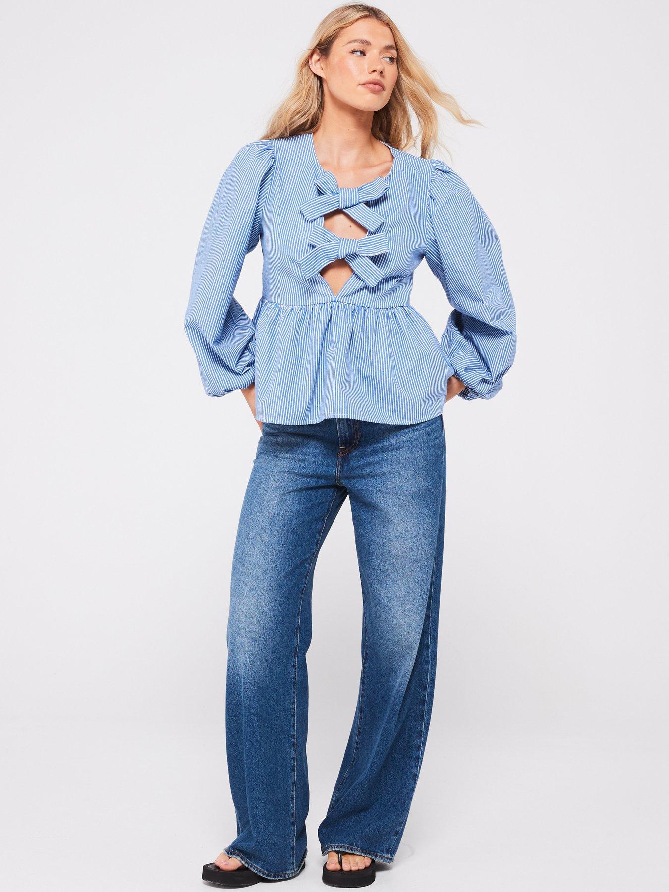 pieces-jayla-long-sleeve-tie-top-blueback