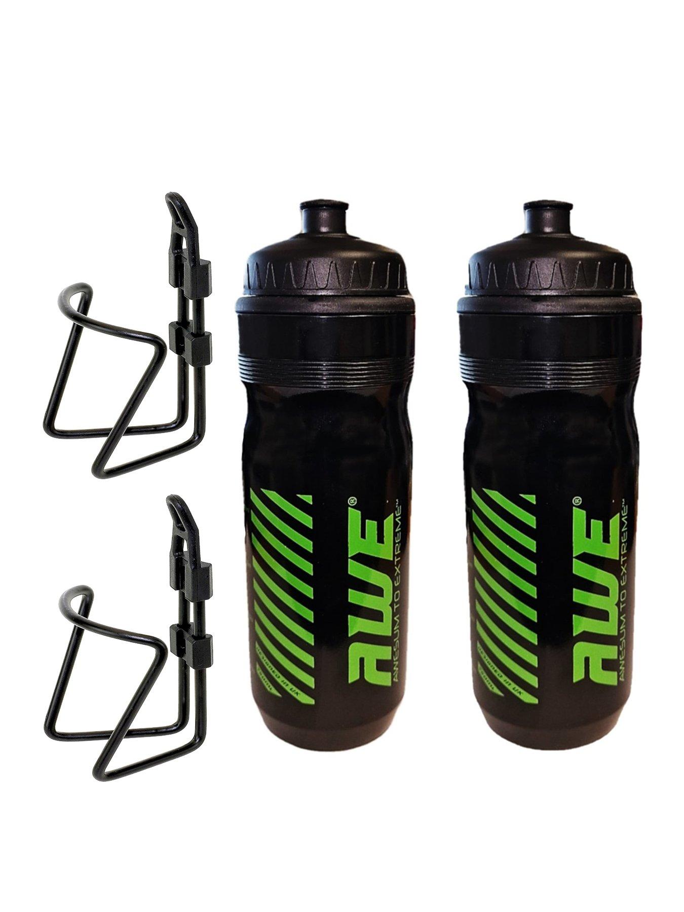 undefined AWE 750ml Bottle Black and Green with 5mm Alloy Cage Twin Set