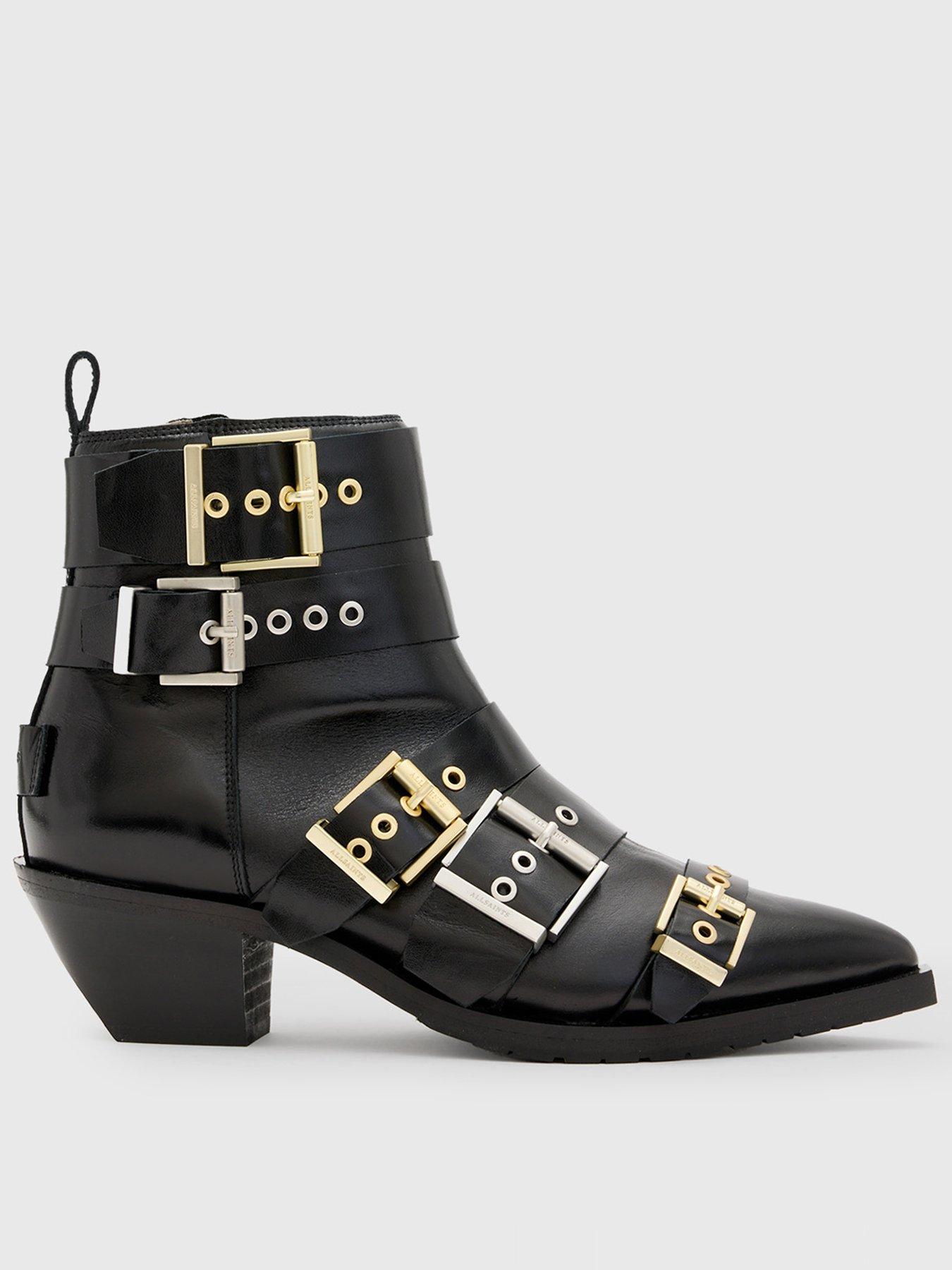 allsaints-jane-buckle-boots-blackfront