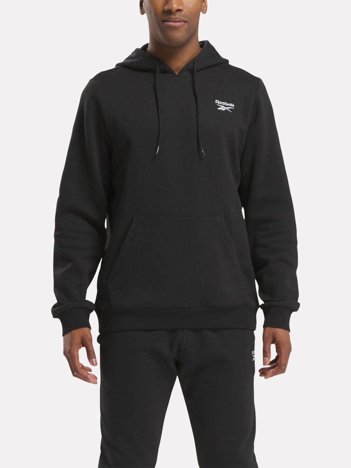 reebok-mens-identity-small-logo-fleece-hoodie-blackfront