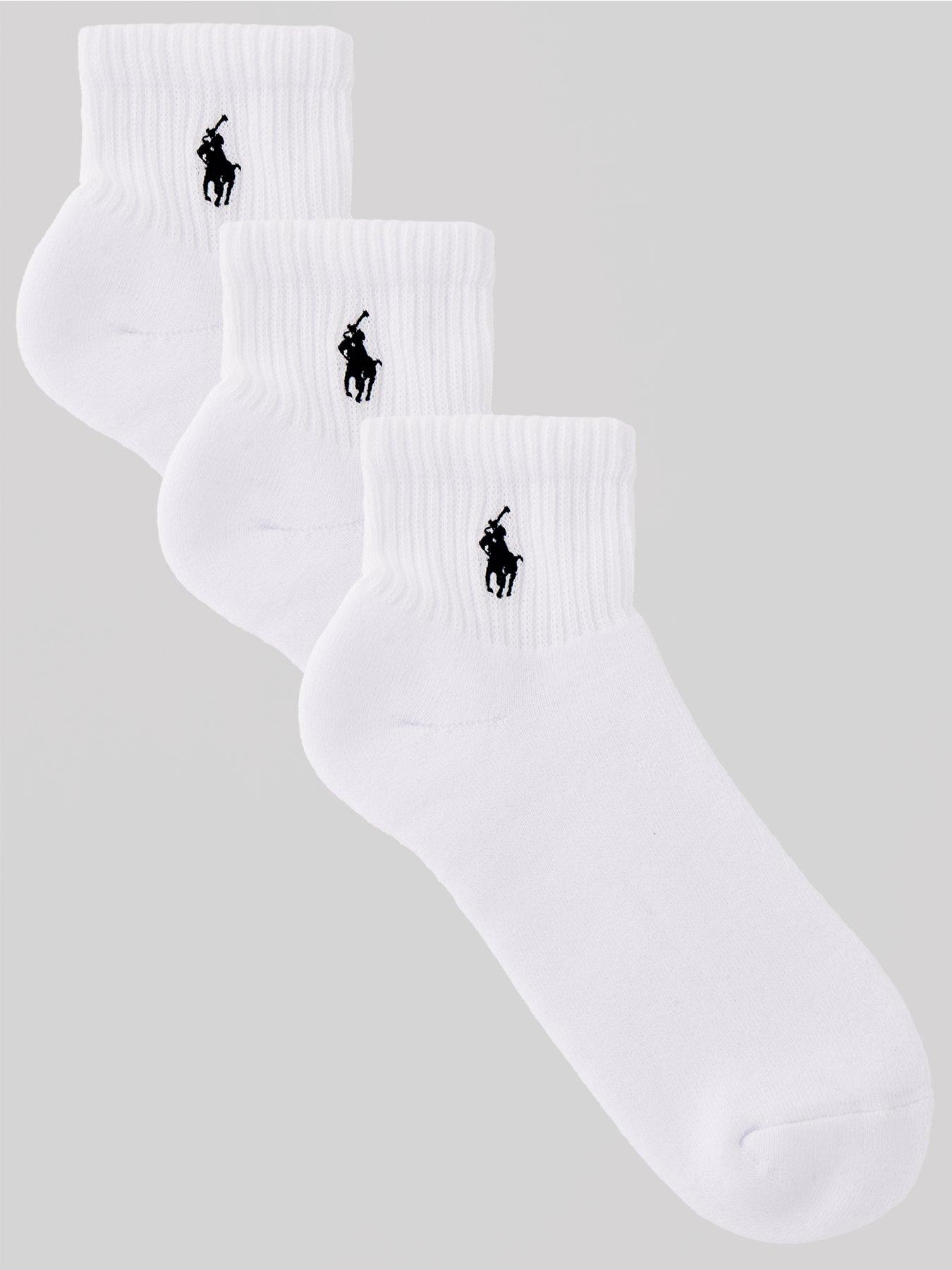 Image 1 of 3 of Polo Ralph Lauren 3 Pack Quarter Crew Socks - White