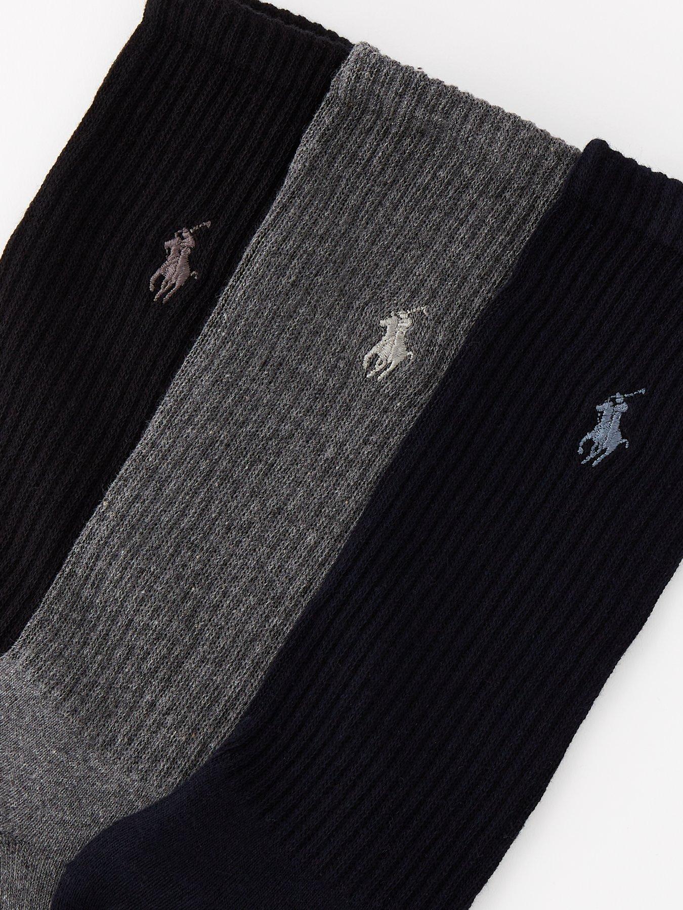 Image 3 of 3 of Polo Ralph Lauren 3 Pack Crew Sports Socks - Multi