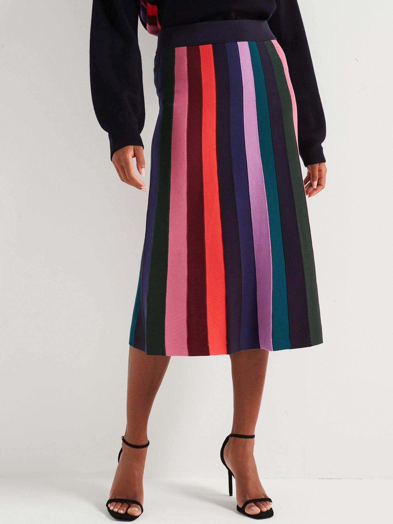 undefined Striped Knitted Skirt - Blue