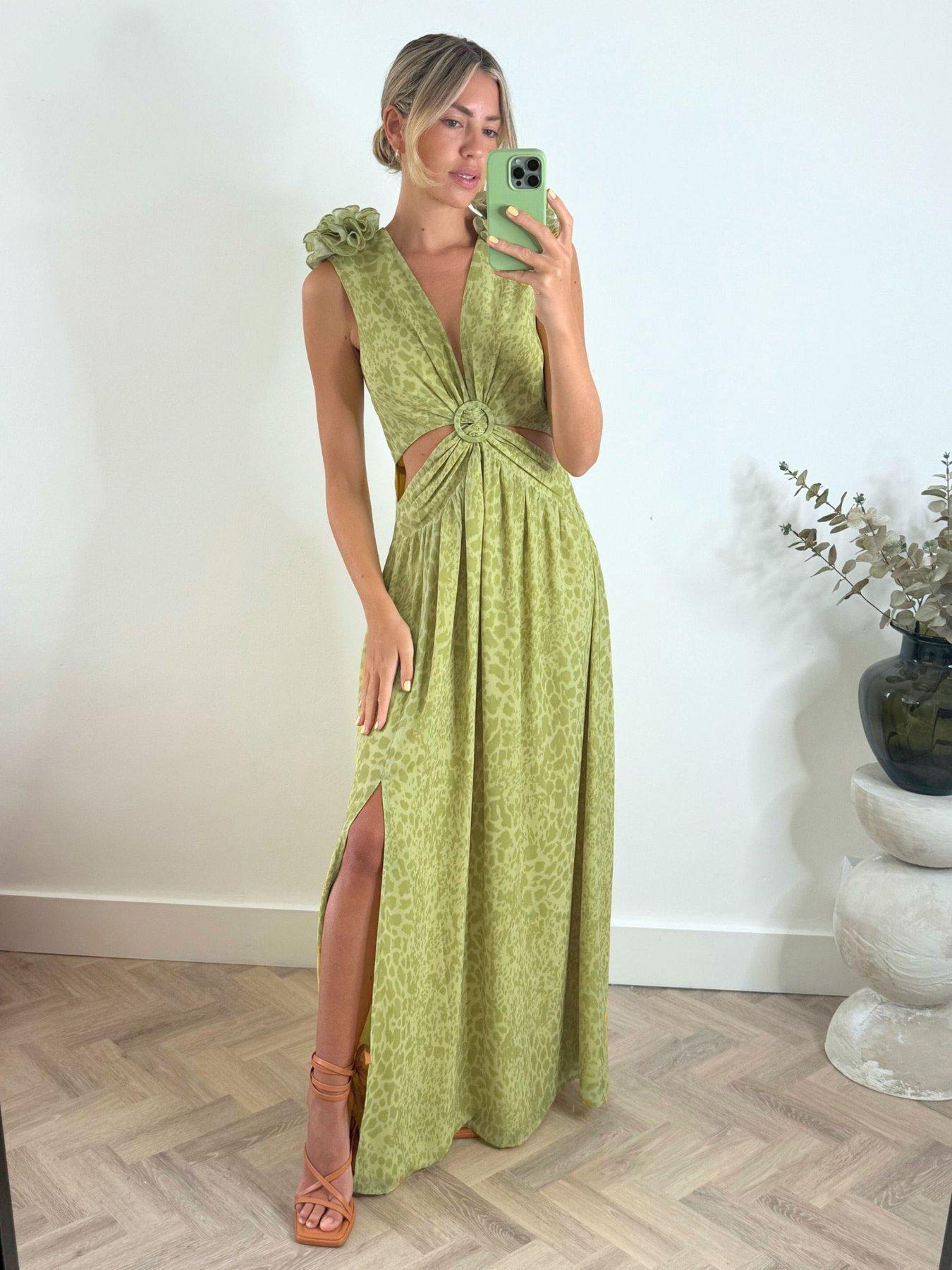 style-cheat-corsage-detail-v-neck-maxi-dress-green