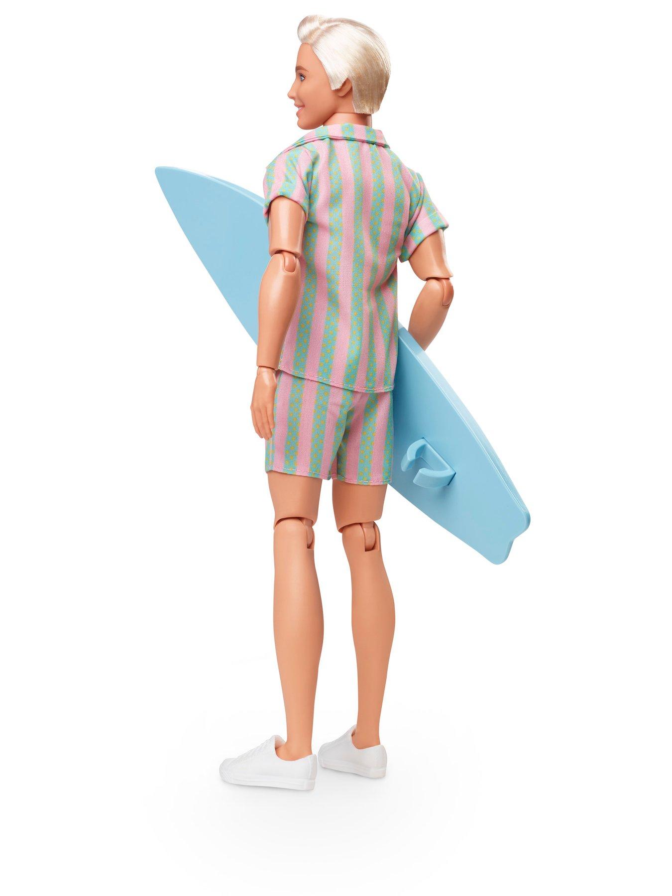 barbie-the-movie-ken-doll-wearing-pastel-striped-beach-matching-setoutfit