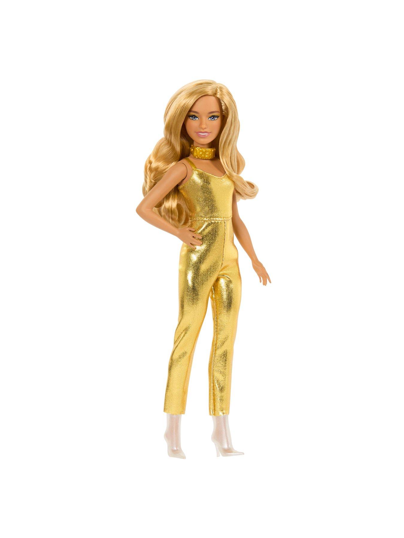 Image 3 of 7 of Barbie Barbie Fashionistas Doll #222, Petite with Blonde Wavy Hair, Golden Jumpsuit