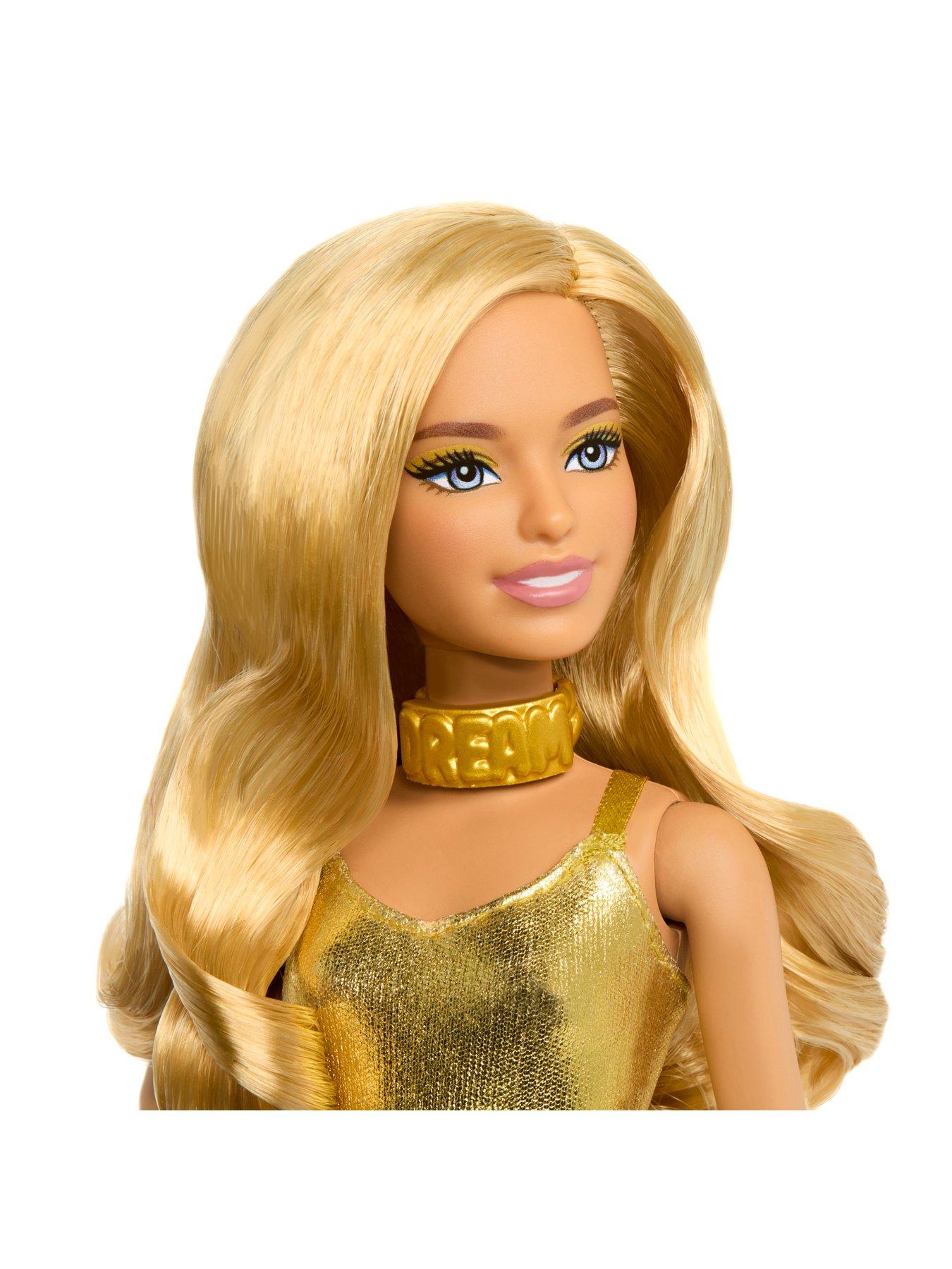 Image 4 of 7 of Barbie Barbie Fashionistas Doll #222, Petite with Blonde Wavy Hair, Golden Jumpsuit