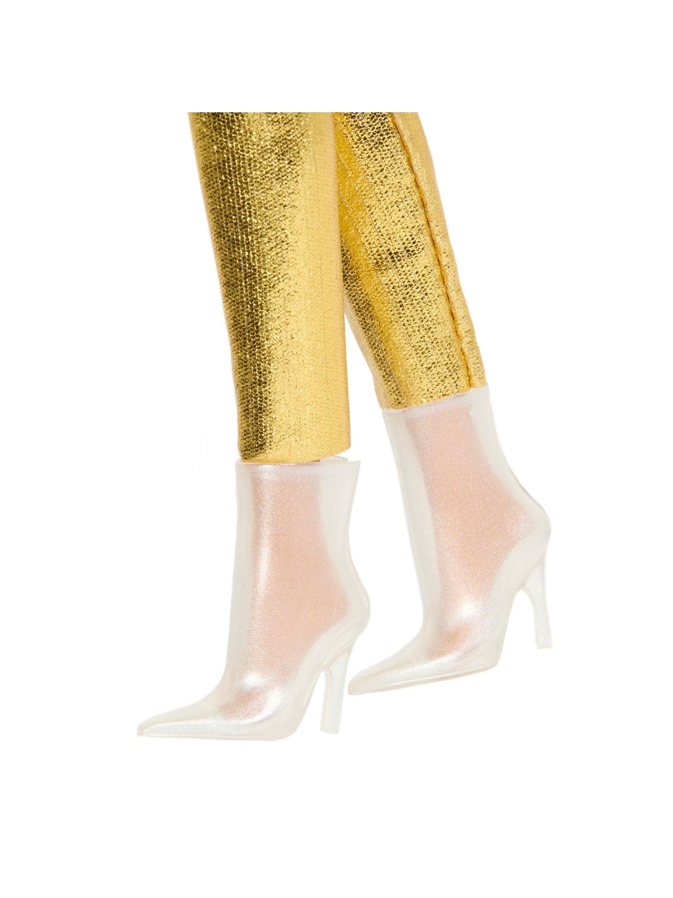 Image 5 of 7 of Barbie Barbie Fashionistas Doll #222, Petite with Blonde Wavy Hair, Golden Jumpsuit