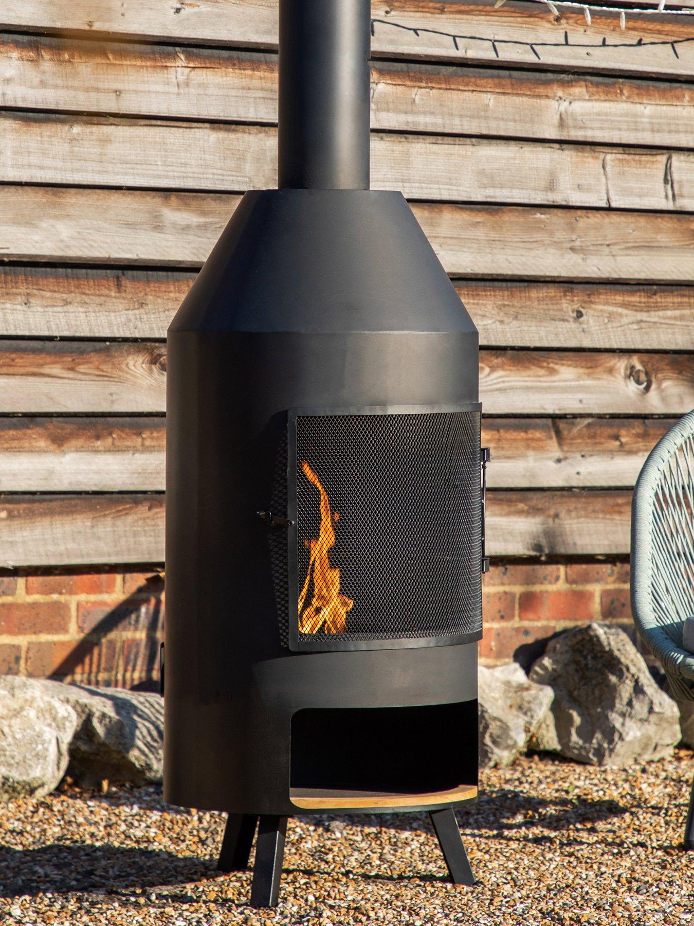 Image of Gallery Direct Firenze Chiminea with Pizza Shelf 500x500x1835mm