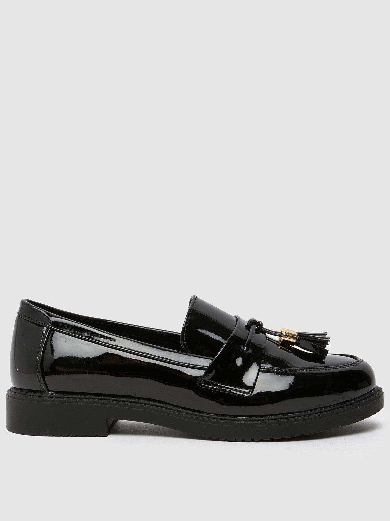 Schuh Wide Fit Layne Patent Tassel Loafer - Black
