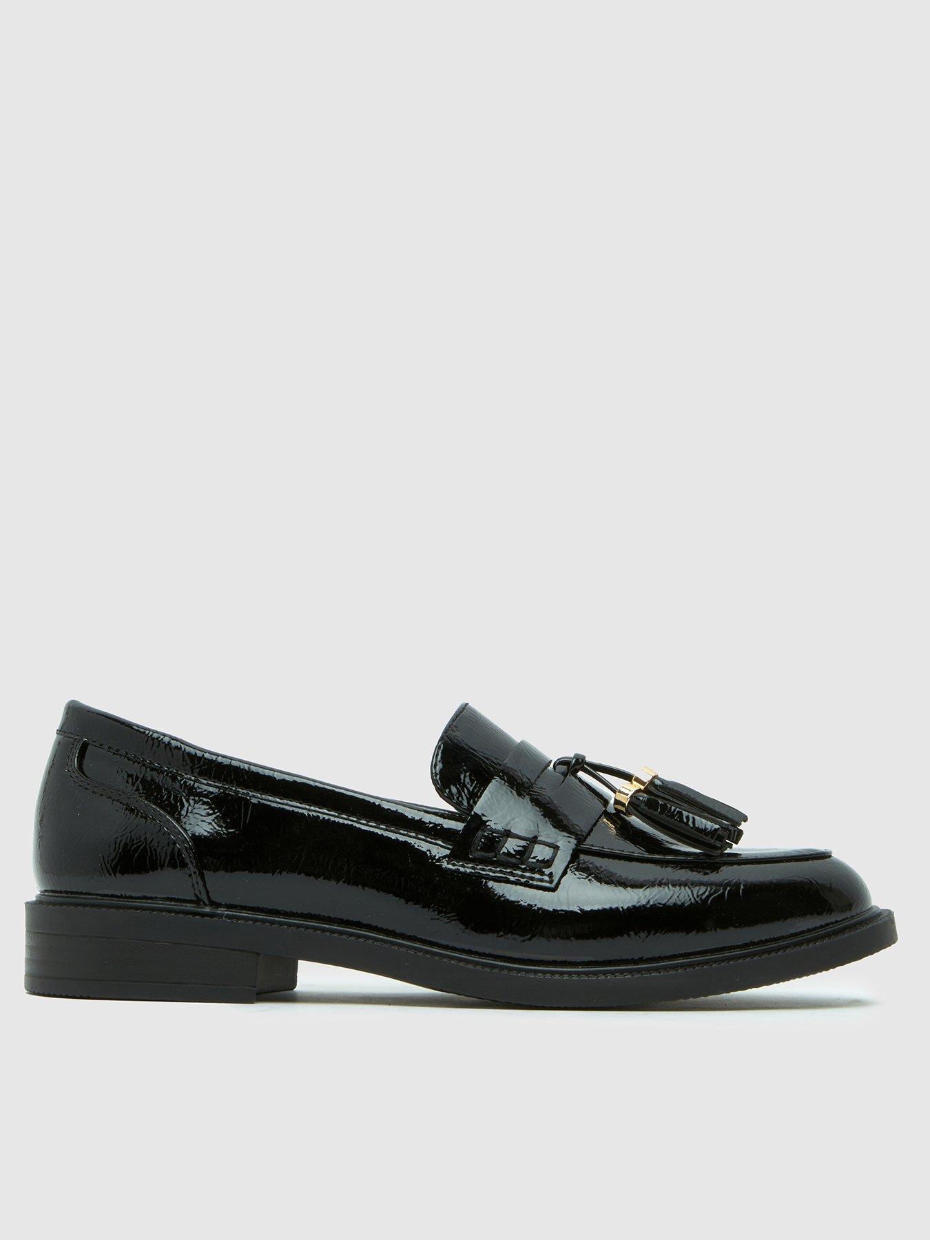 Schuh Wide Fit Layne Patent Tassel Loafer - Black