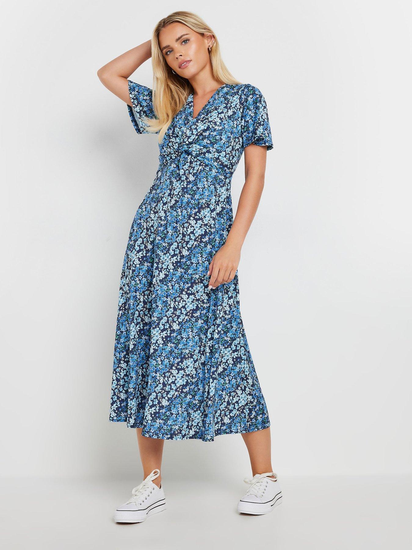 mco-petite-ditsy-twist-front-jersey-dress