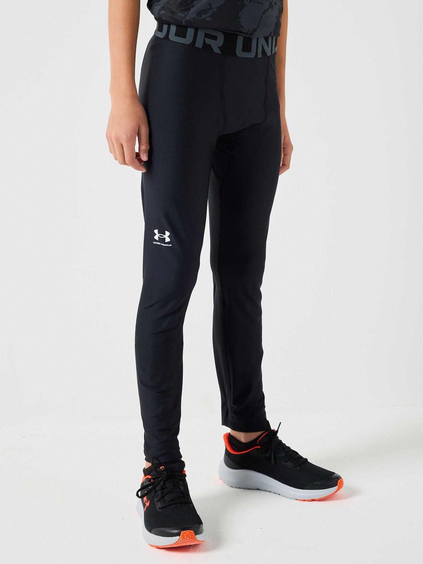 UNDER ARMOUR Boys Training Heat Gear Leggings - Black