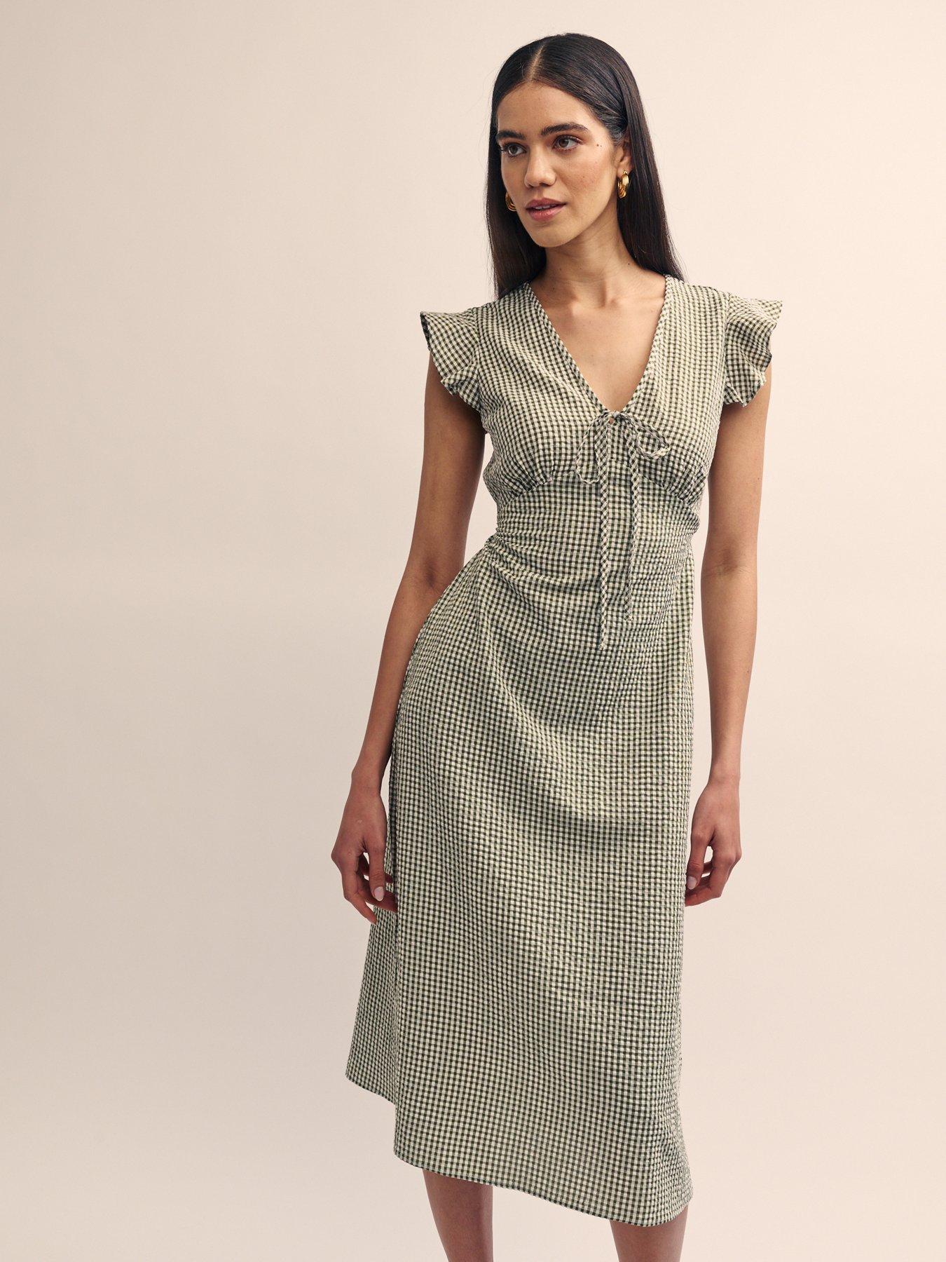 nobodys-child-lily-gingham-midi-dress-green