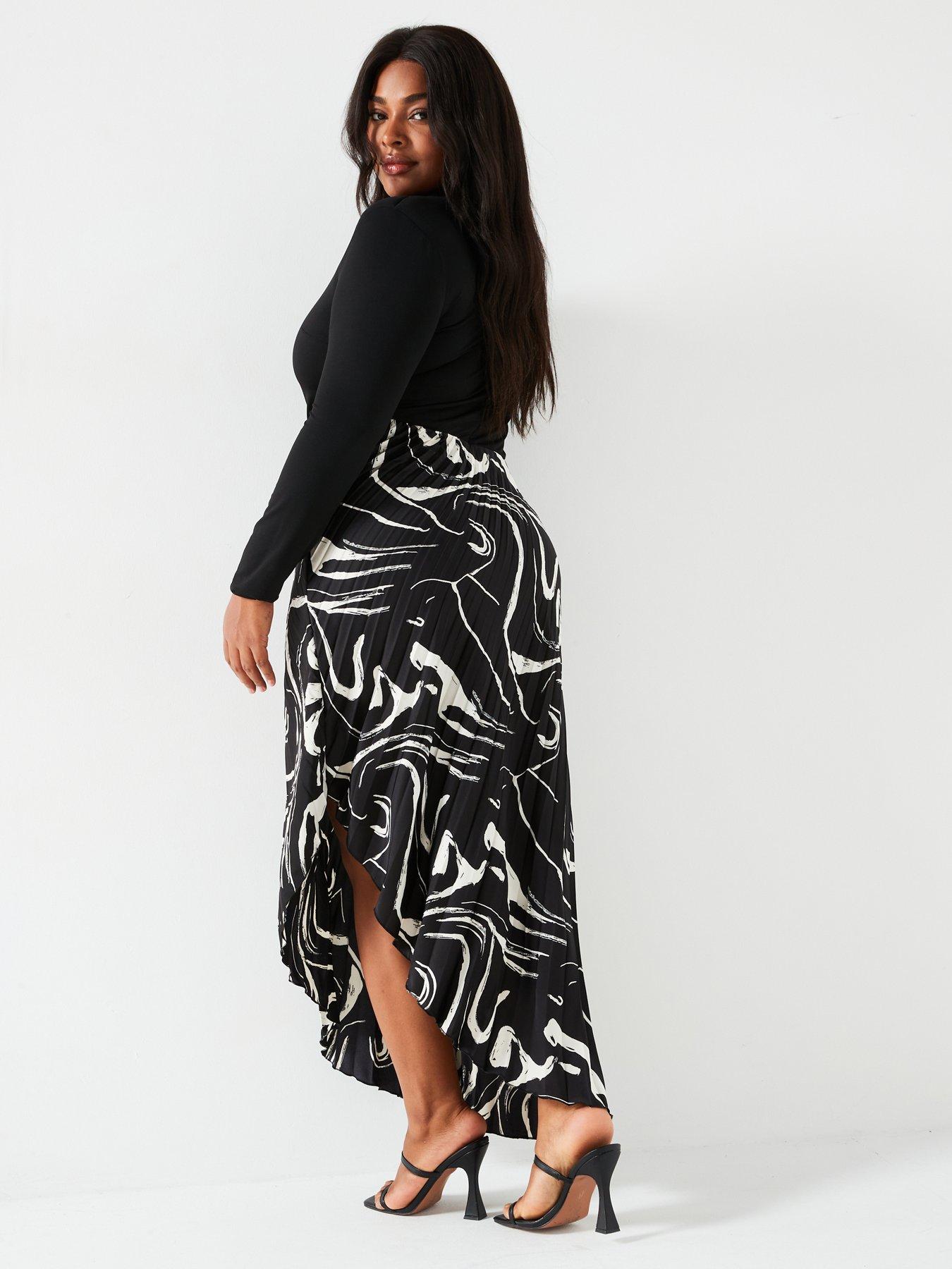 ax-paris-curve-2-in-1-pleat-skirt-midi-dress-blackstillFront