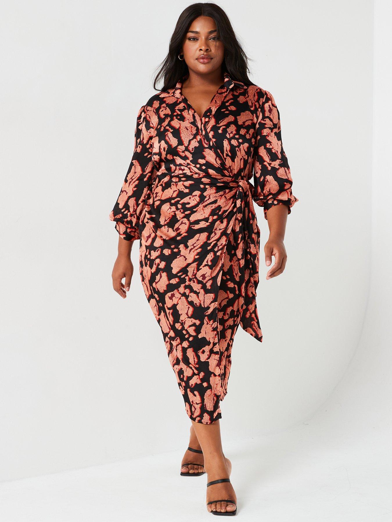 ax-paris-curve-print-belted-midi-dress-multi