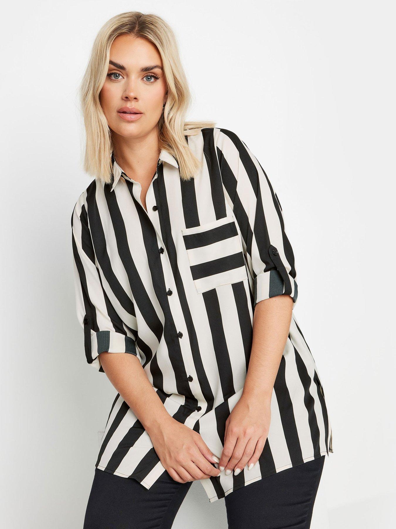 yours-curve-boyfriend-stripe-shirt-black