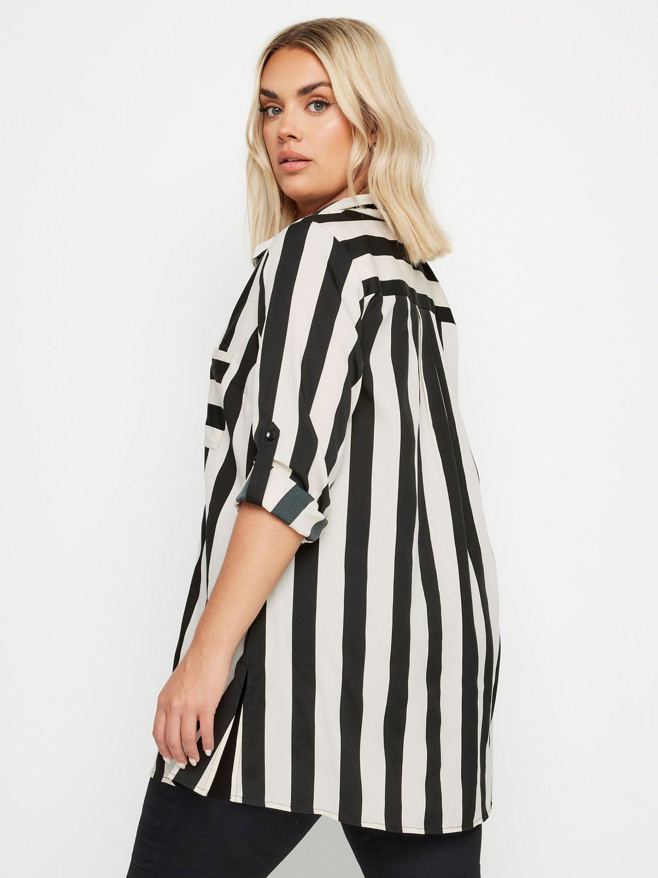 yours-curve-boyfriend-stripe-shirt-blackstillFront