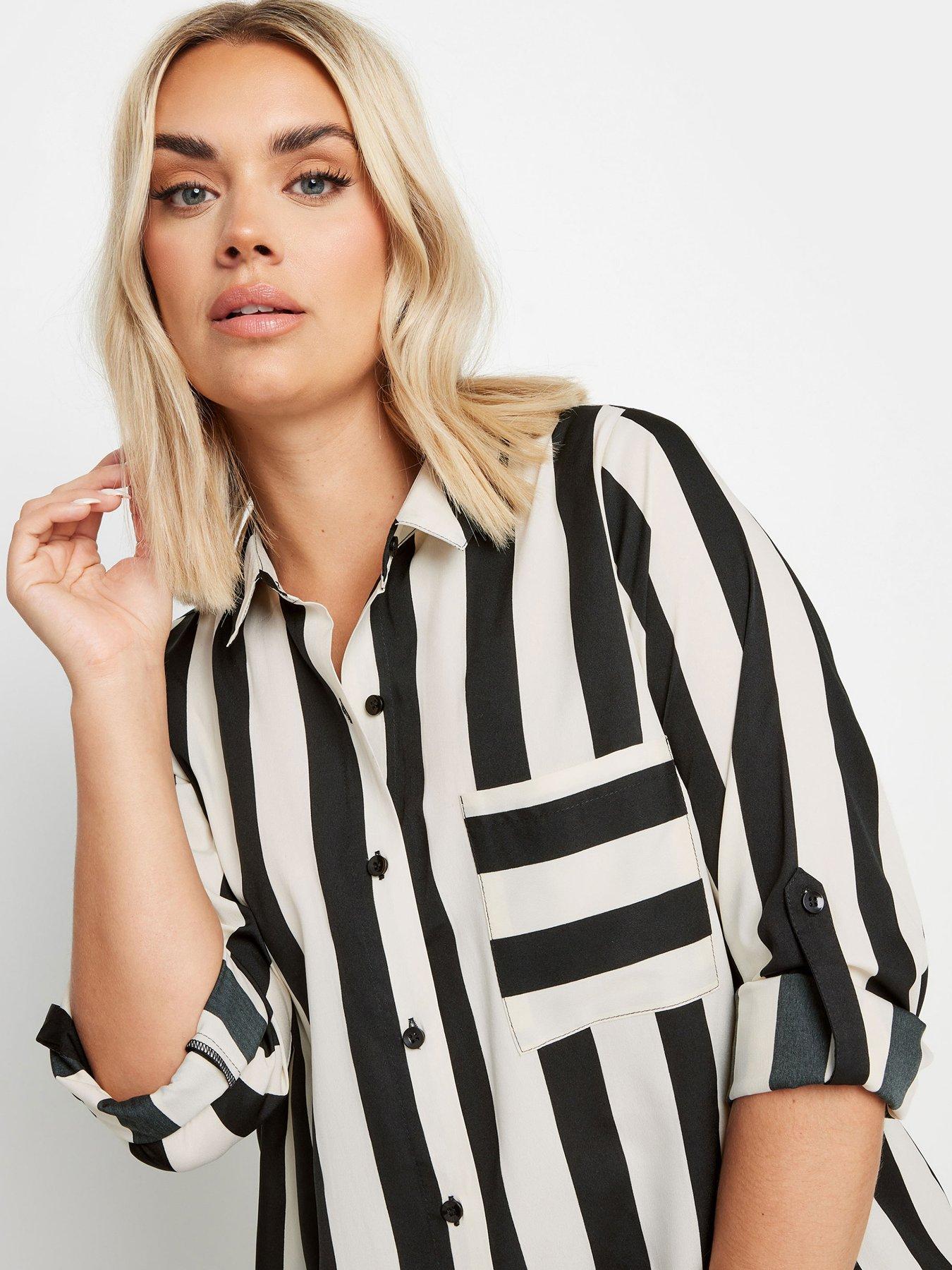 yours-curve-boyfriend-stripe-shirt-blackoutfit