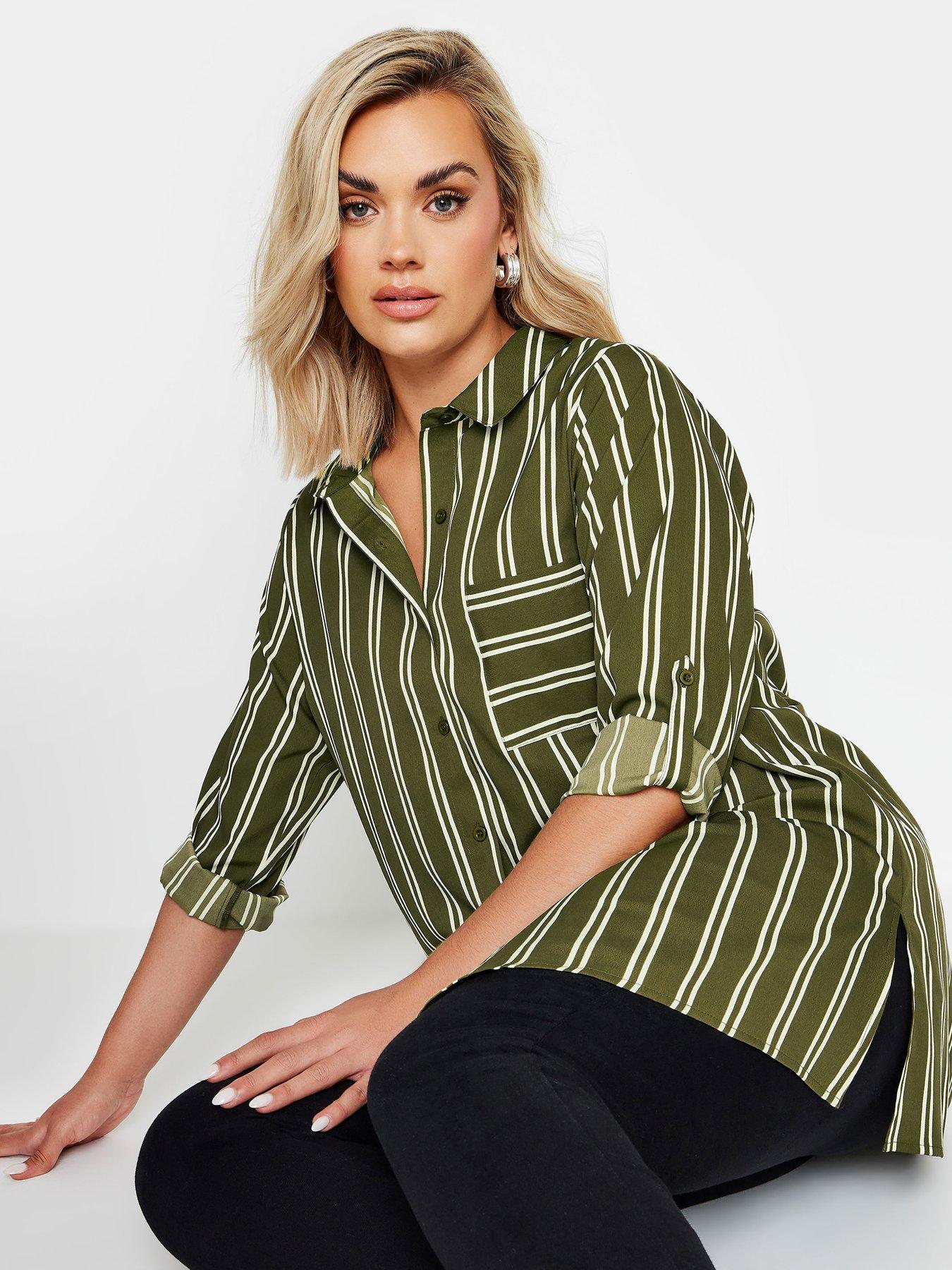 yours-curve-boyfriend-stripe-shirt-green