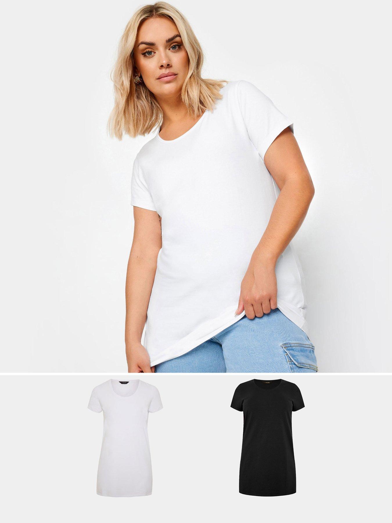 Image 1 of 4 of Yours Curve 2 Pack Shirt - Black