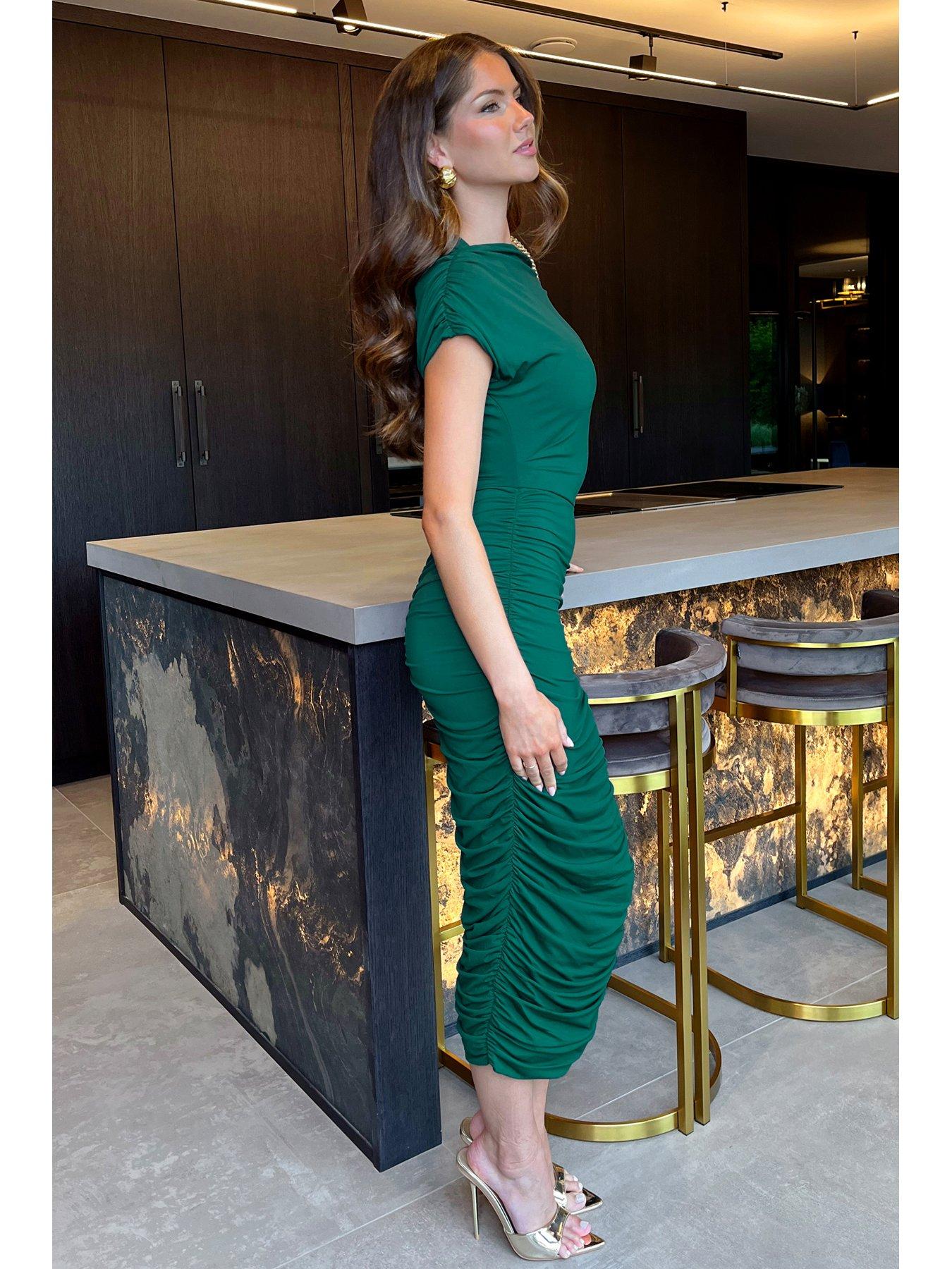 ax-paris-draped-top-ruched-midi-dress-greenoutfit