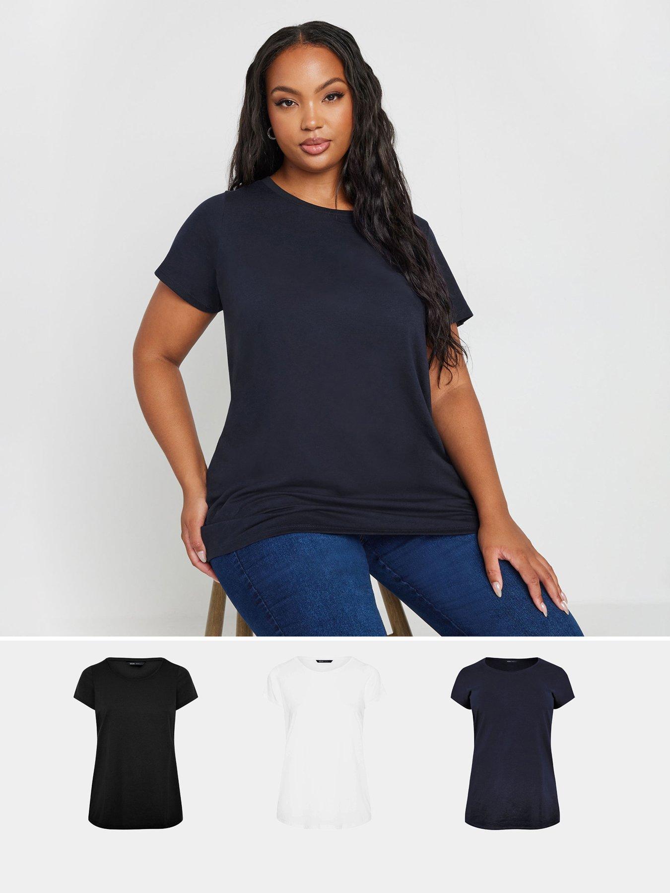 Image of Yours Curve 3 Pack Core Basic T-Shirt - Multi