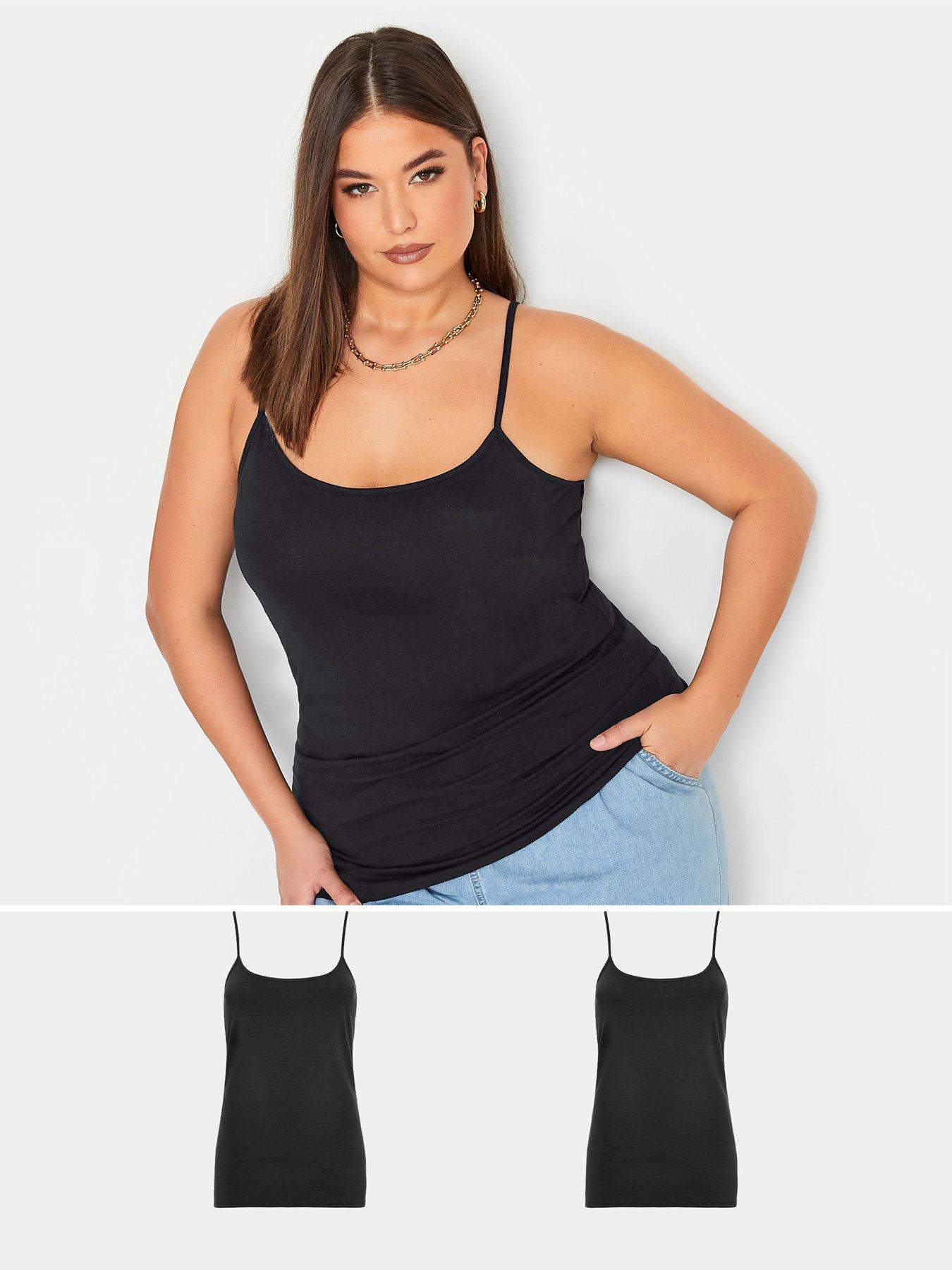Image of Yours Curve 2 Pack Cami Vests - Black