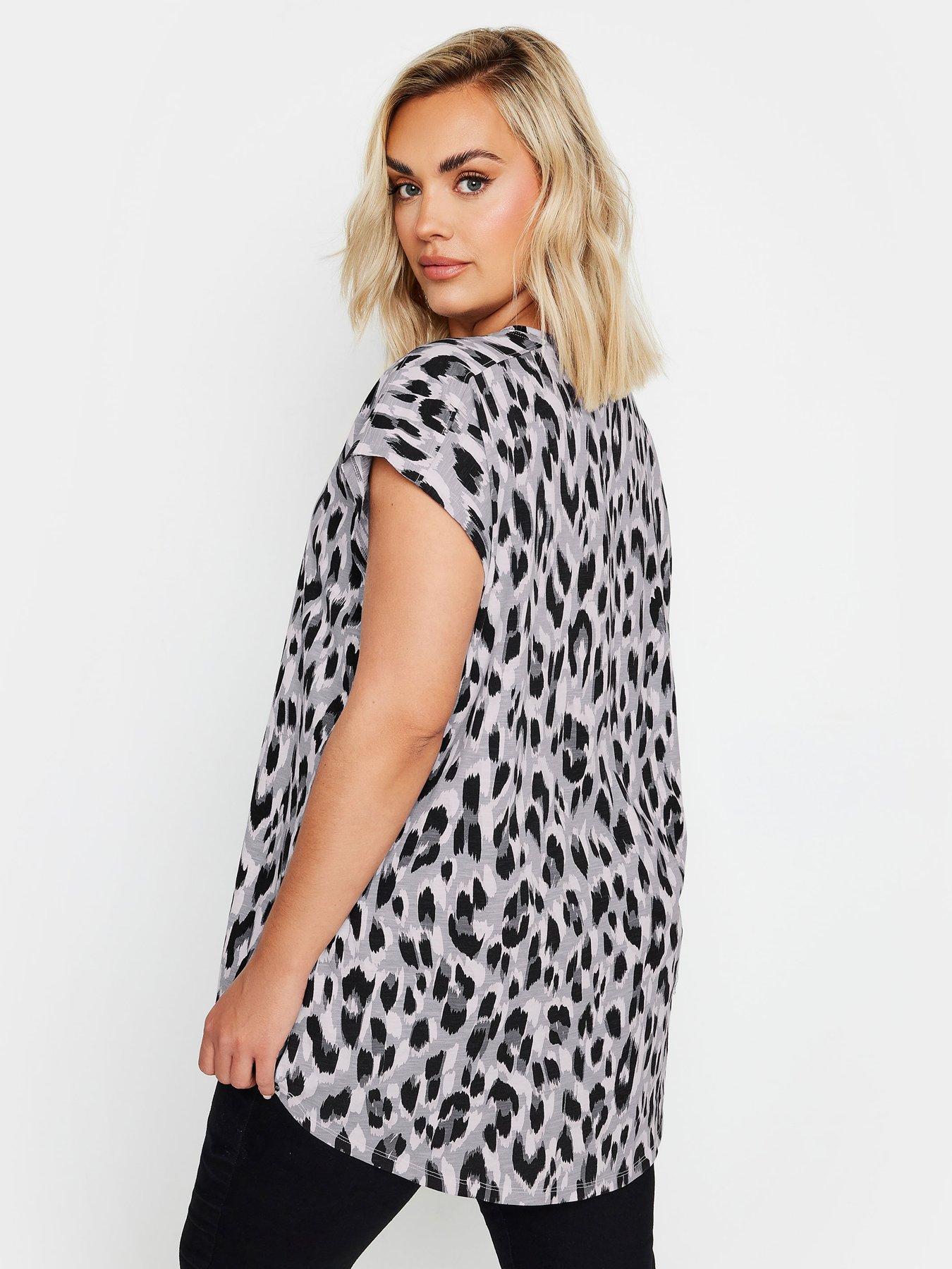 yours-curve-leopard-print-short-sleeve-top-greystillFront