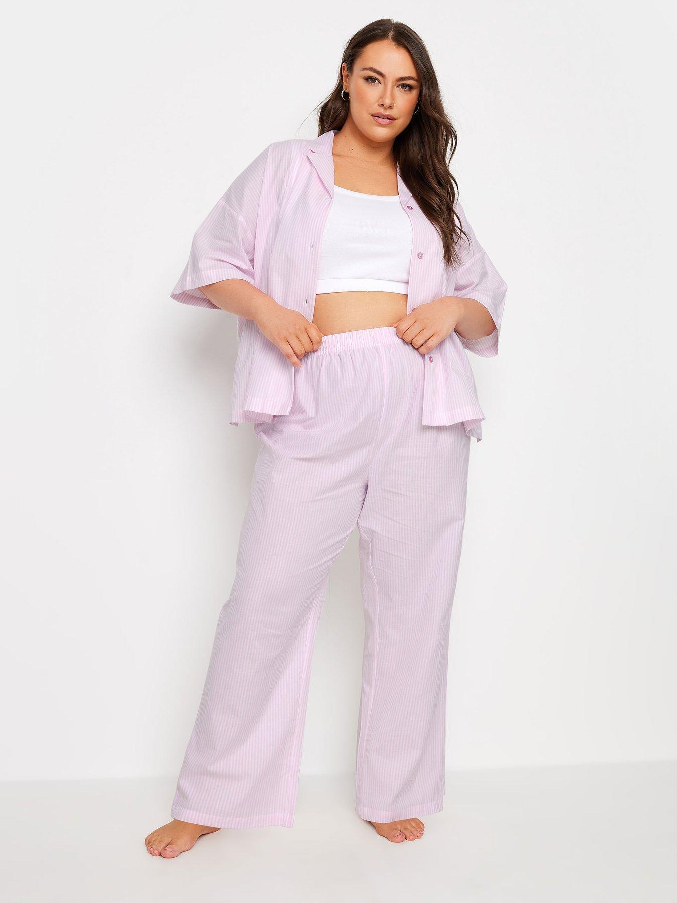 yours-curve-woven-long-stripe-pant-pinkback