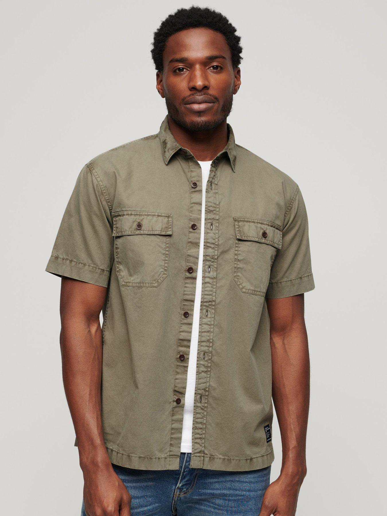 undefined Superdry Military Pocket Short Sleeve Shirt - Khaki