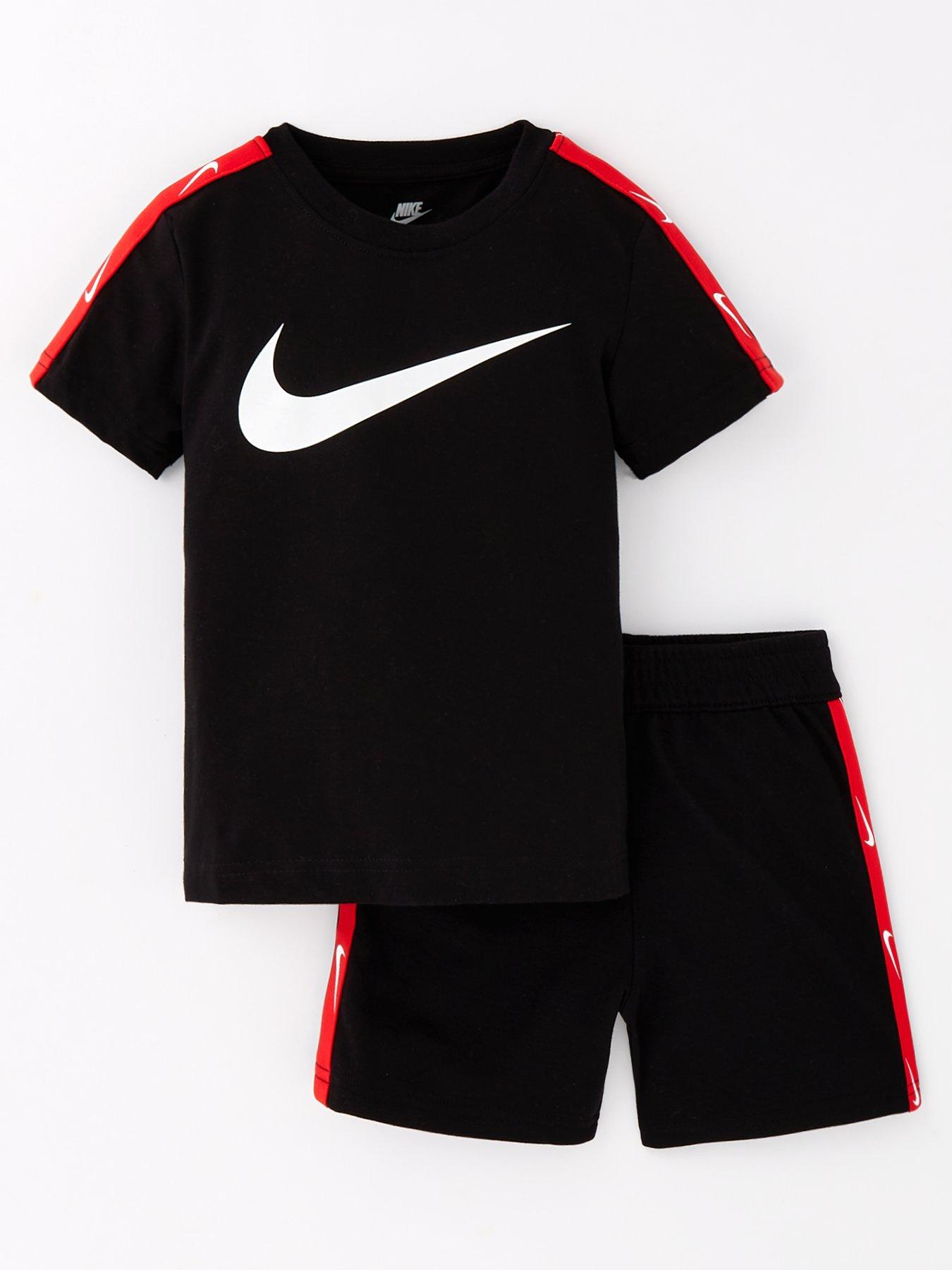 nike-younger-unisex-sportswear-club-poly-short-sleeve-t-shirt-andnbspshorts-set-black