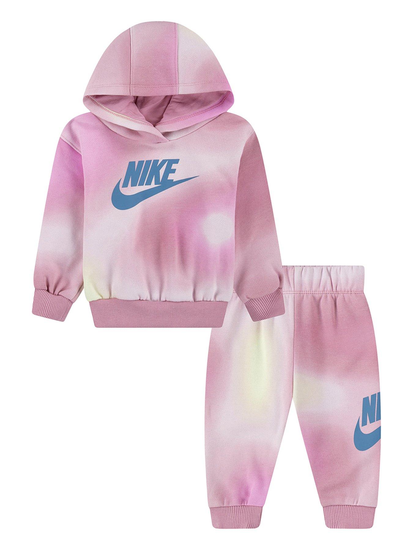 Younger Girls Solarized Hoodie and Pants Set Pink