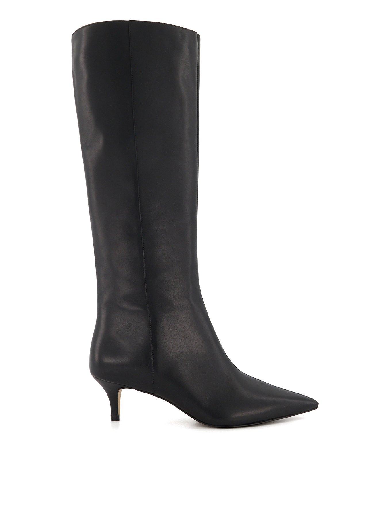 dune-london-wide-fit-smooth-knee-high-kitten-heel-boot-blackfront