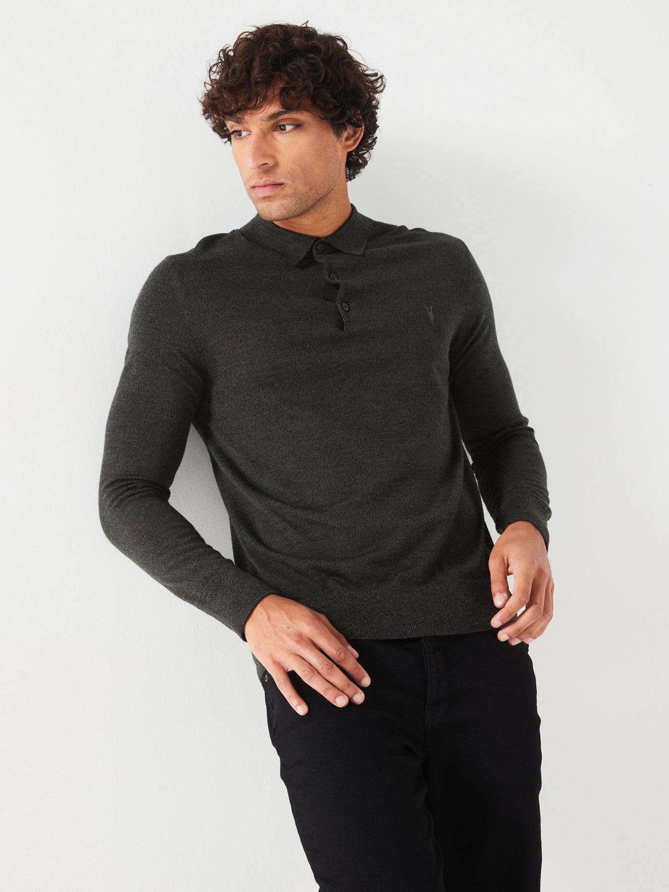 allsaints-mode-merino-long-sleeve-knitted-polo-dark-greenoutfit