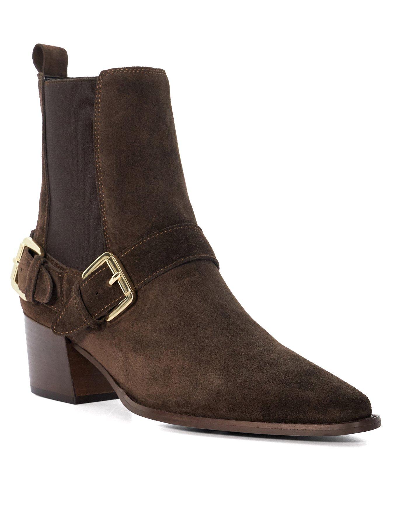 dune-london-panino-buckle-detail-suede-western-boot-brownstillFront