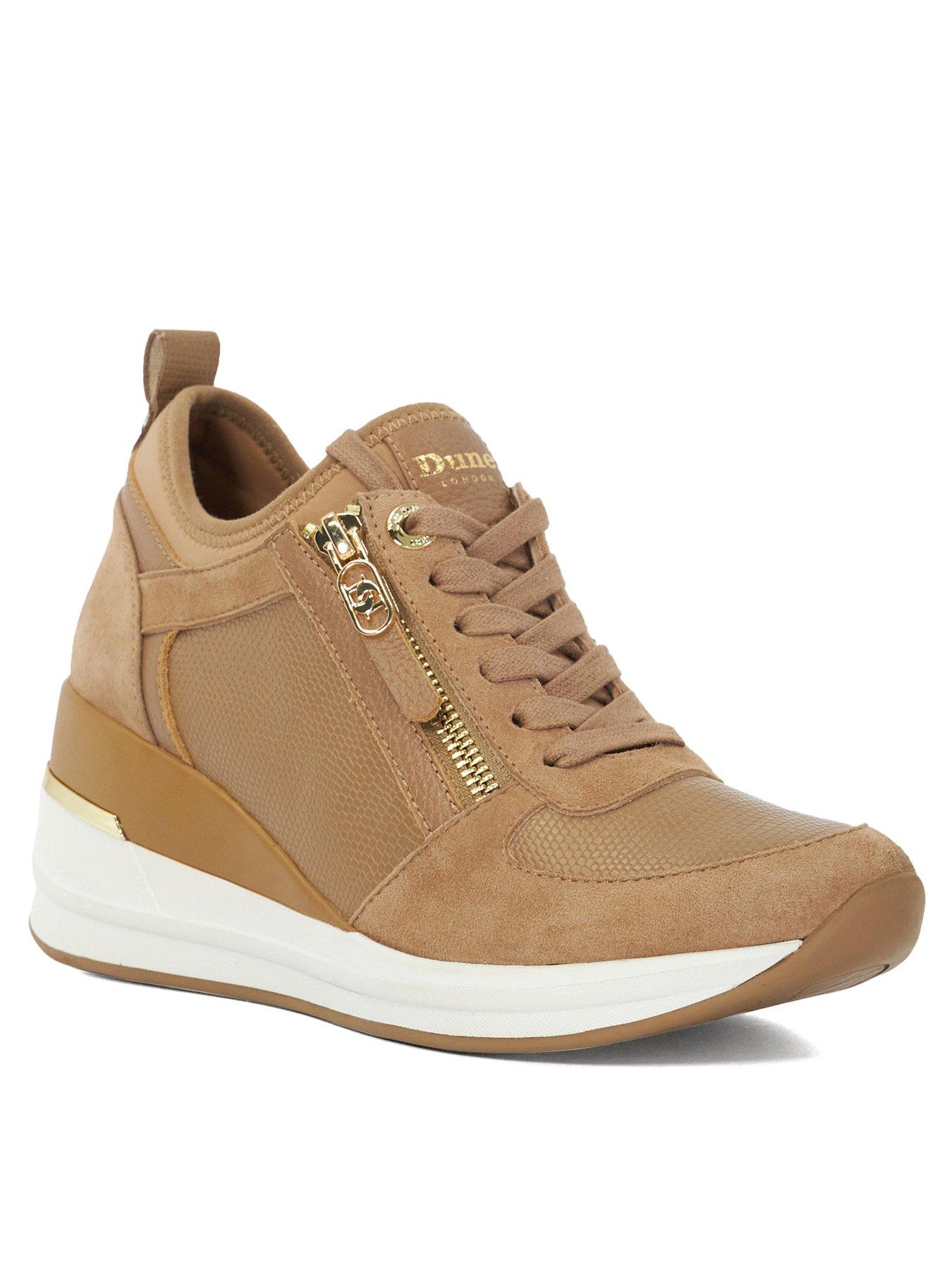 dune-london-eline-2-wedge-lace-up-trainers-light-brownstillFront