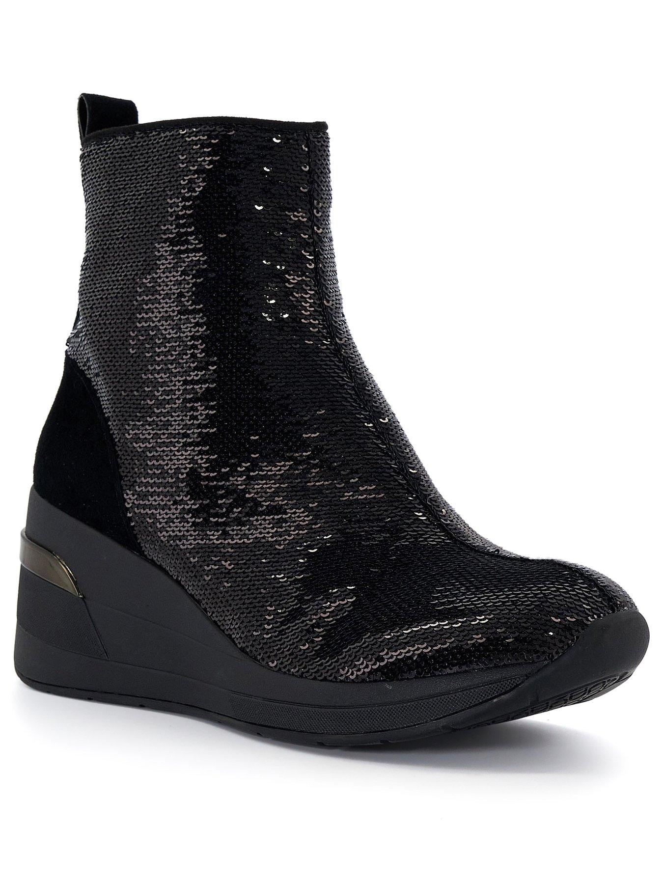 dune-london-effective-2-sequined-wedge-heeled-trainers-blackstillFront