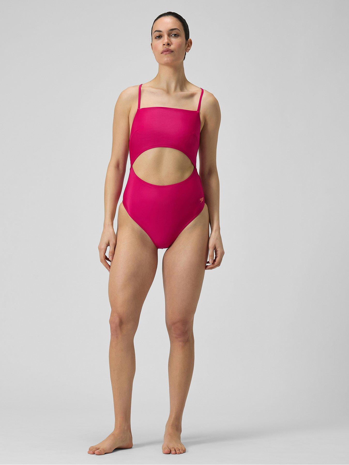 speedo-womens-cut-out-swimsuit-pinkback