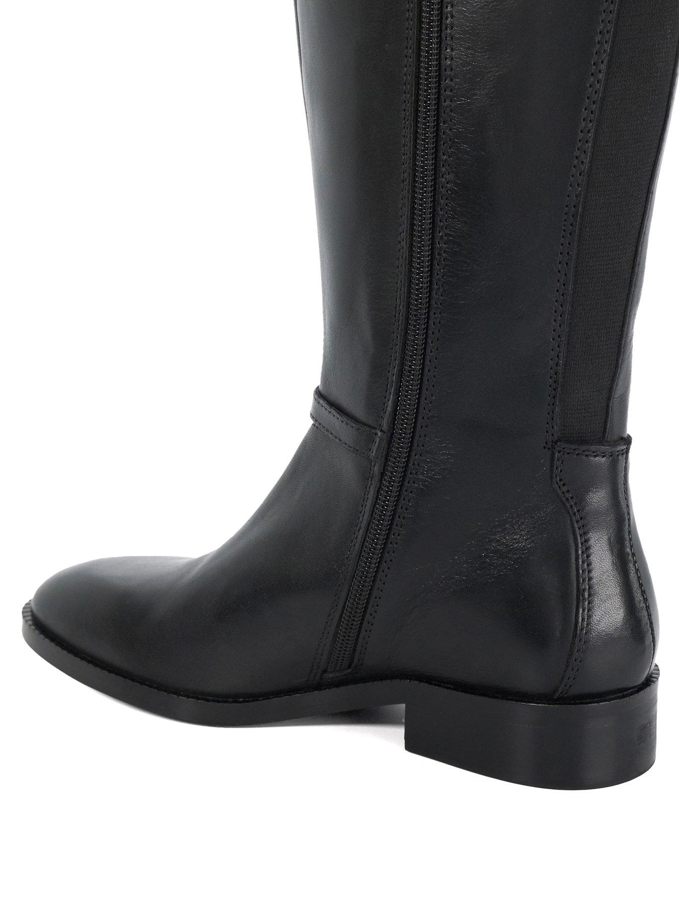 Image 5 of 5 of Dune London Wide Fit Taylyn Side Zip Detail Knee High Boot - Black