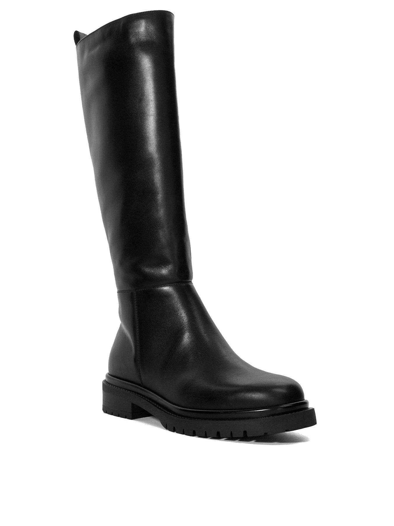 dune-london-tilings-leather-chunky-knee-high-boot-blackstillFront